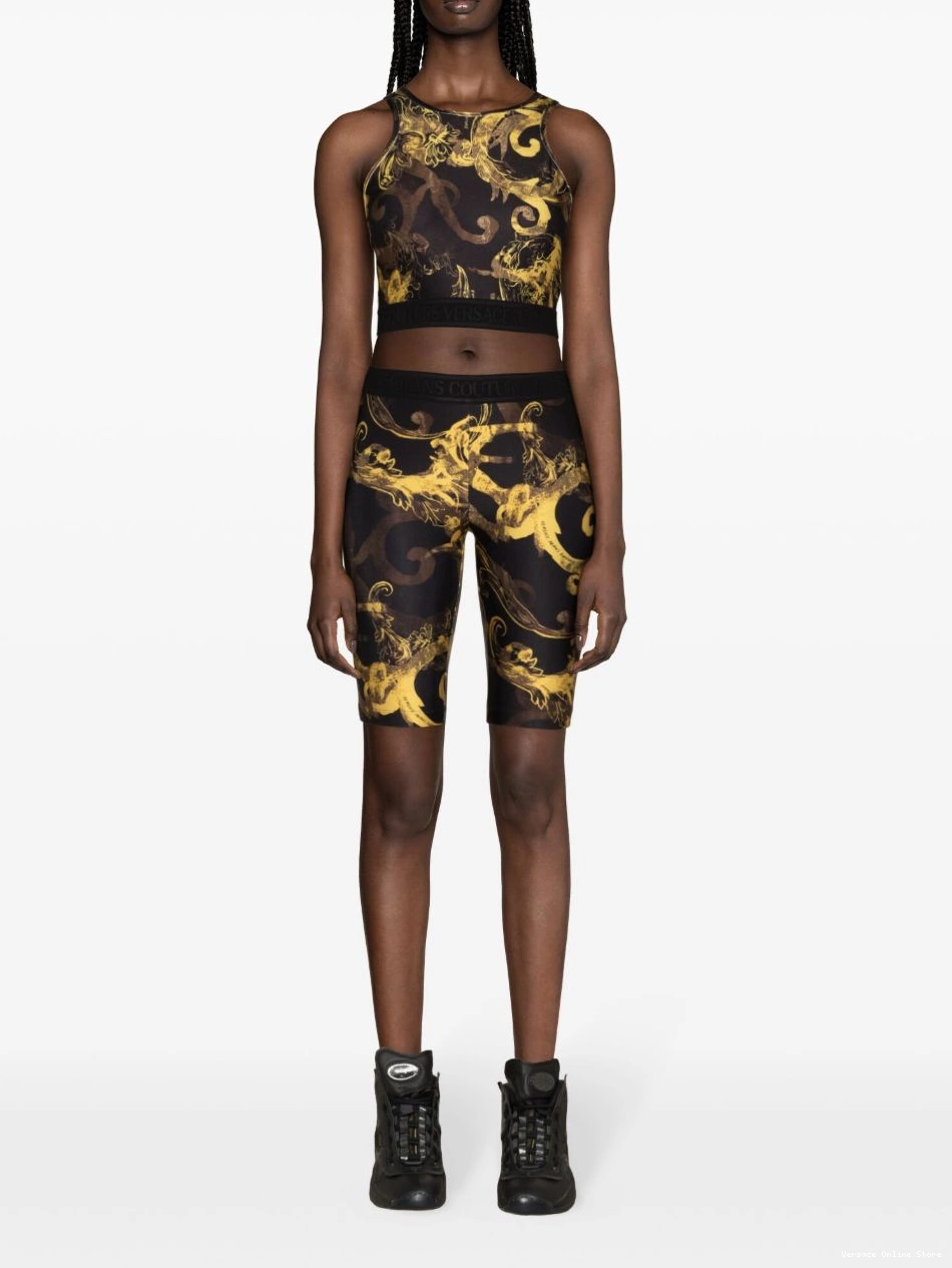 Affordable printed Jeans shorts Couture Women Baroque Versace Watercolour 0403
